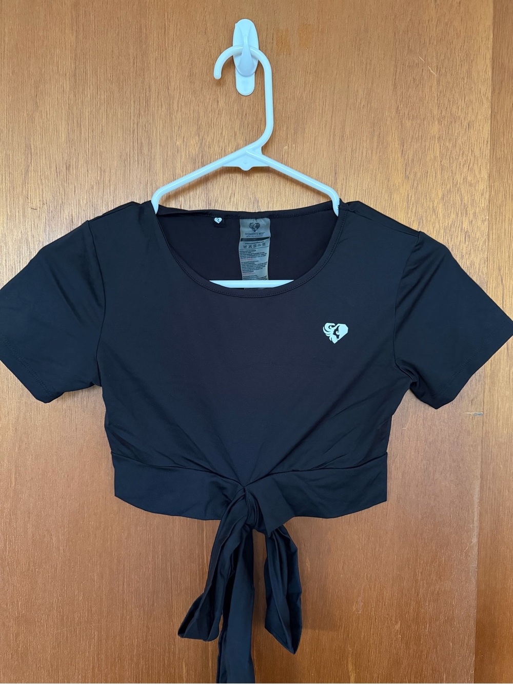 Women’s Best Athletic Black Tie-Front Crop Tee